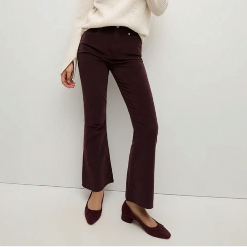 Veronica Beard Carson High Rise Ankle Flare Plum Corduroy Pants Size 26